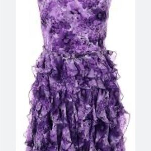 White House Black Market Purple Ruffled Midi Dress